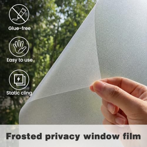 Frosted Glass Window Privacy Film, Static Cling Decorative Cover, Removable Anti-UV Heat Blocking Tint for Home Bathroom Decor 23.6" x118.1 - Image 7
