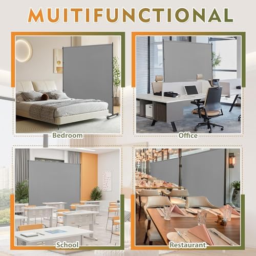 Gray Room Divider/Privacy Panel 72"x72" with Height Adjustable Feet - Image 7