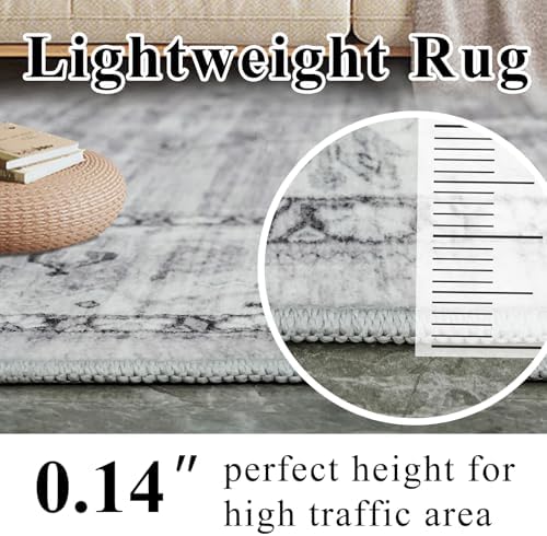 Washable Area Rugs 3x5 Entryway: Soft Ultra Thin Low Pile Mat Machine Washable Indoor Doormat Lightweight Entry Rug Anti Slip Backing Rugs for Living Room Bedroom Kitchen 3'x 5' Grey - Image 6