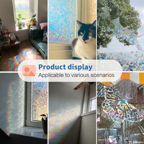 Niviy Stained Glass Window Film with Installation Tools, Heat Blocking Rainbow Window Film for Glass Doors, 3D Floral Decorative Static Cling for Home, Bathroom, Door 23.6 x 118 inch - Image 6