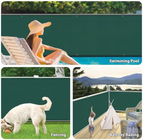 LOVE STORY 3' x 16' Waterproof Balcony Privacy Screen Cover, Dark Green - Image 6