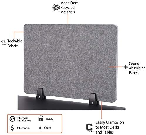 ReFocus™ Raw Clamp-On Acoustic Desk Divider – Reduce Noise and Visual Distractions with This Lightweight Desk Mounted Privacy Panel (Castle Gray, 47.25" x 16", 23.6" x 16", & 23.6" x 16") - Image 6