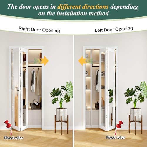 FREDBECK Bifold Mirrored Barn Door for 24x80 Opening,Interior Folding Doors - Image 7