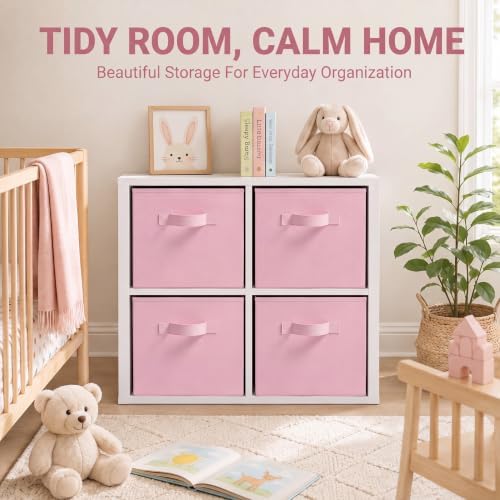 Yinder 4 Pcs Cube Storage Bin, Light Pink 14''x10''x8'' Storage Cubes - Image 6