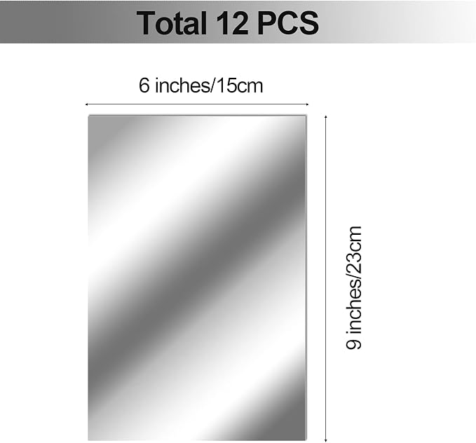 Tenare 12 Pieces Self Adhesive Acrylic Wall Mirror Tiles Flexible Small Mirror Wall Stickers Sheets Non Glass Unbreakable for Bathroom Home Gym Bedroom Home Classroom Decor (9 x 6 Inch) - Image 6