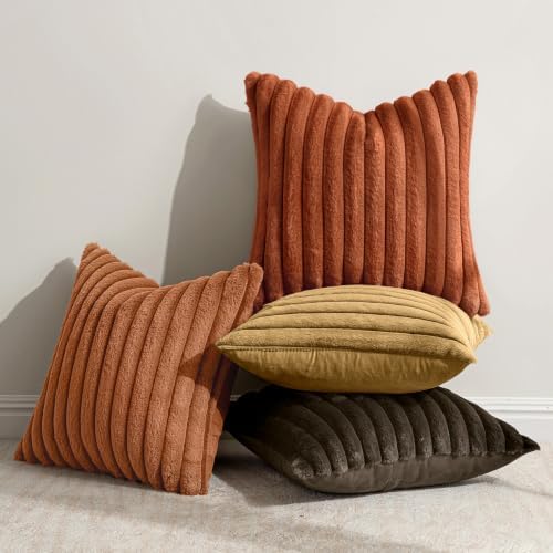 MIULEE Fall Rust Orange Faux Fur Plush Decorative Throw Pillow Covers18x18 - Image 6
