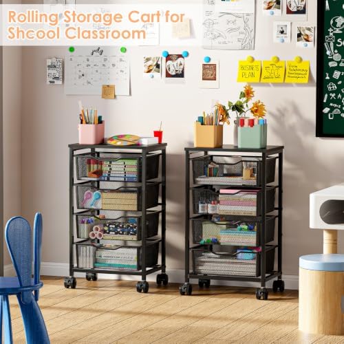 Hongtamoya Rolling Cart with Drawers, Storage Cart with Wheels, Black - Image 6