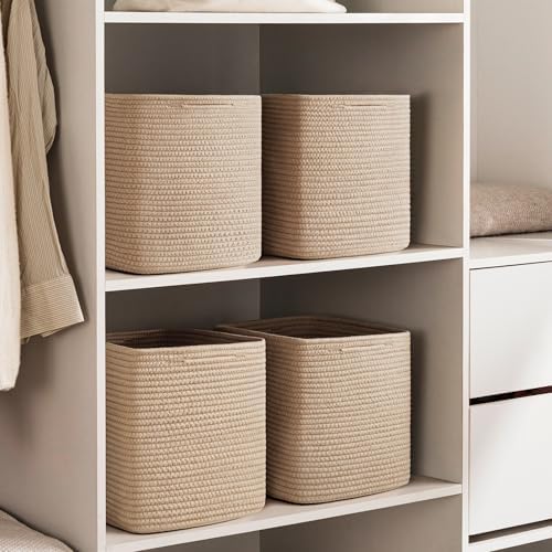 joybest 11inch Cube Storage Bins, Cotton Rope Woven Organizer Basket - Image 6