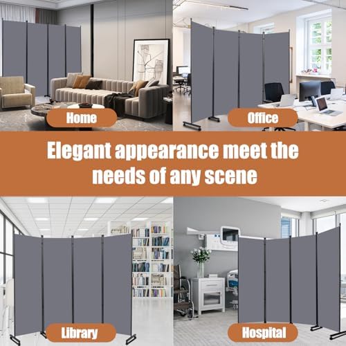Room Divider Large 4 Panel Privacy Screen,Portable Room Partition on Wheels - Image 7