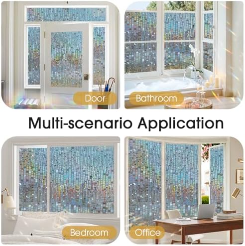 Stained Glass Window Privacy Film,3D Rainbow Static Cling,Brown 35.4x157.5 - Image 6