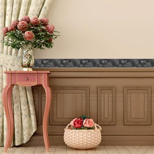 IVN Wallpaper Border Peel and Stick Wall Black Pebble Stone 4x196 Inch - Image 7