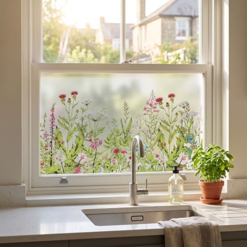 Decorative Stained Glass Window Privacy Film, 17.3 x 118 in (Wildflower) - Image 7