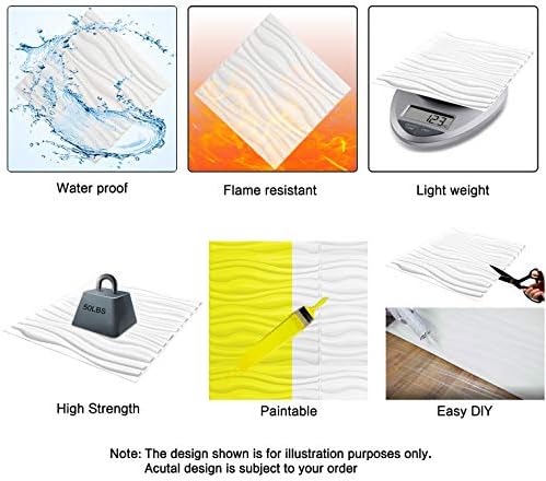 Art3d 19.7" x 19.7" (Pack of 12) Wall Panel Rectangle, White - Image 7