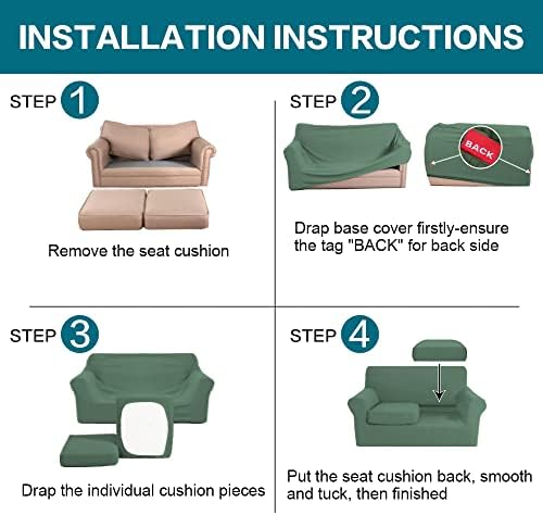 Turquoize 3 Piece Sofa Covers for 2 Cushion Couch Sofa Slipcover Soft Couch Cover for Dogs-Washable Sofa Furniture Covers with 2 Individual Cushion Covers (2 Cushion Sofa, Loden Frost) - Image 6