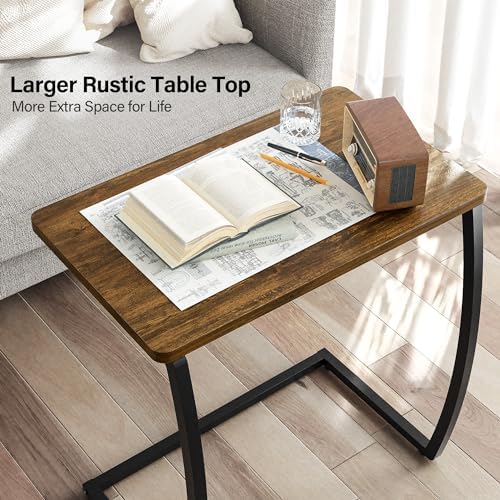 SRIWATANA Walnut C Shaped Side Table, Vintage End Table for Sofa Couch Bed - Image 6