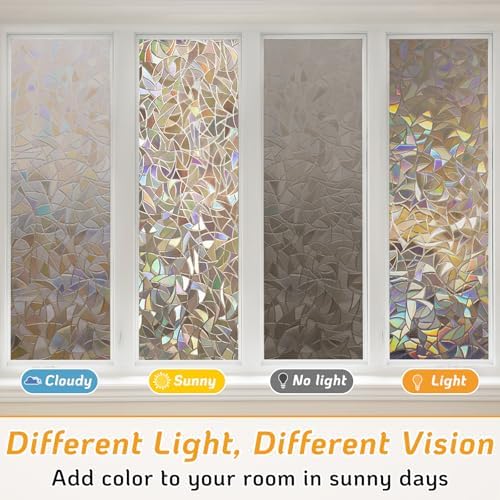 LUTE Rainbow Window Privacy Film, 3D Decorative Stained Glass Cling, Brown - Image 6