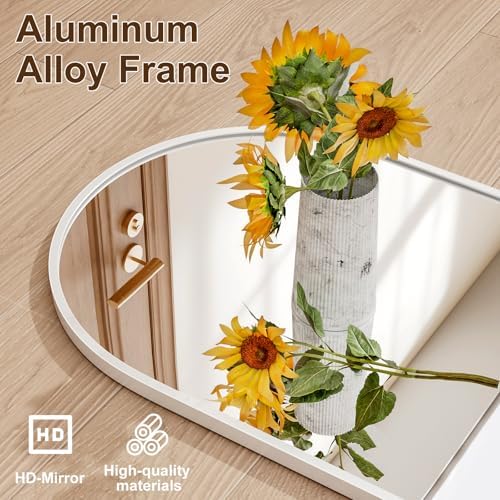 Rowjut Full Length Door Mirror, Wall Mounted Wall Mirrors, 50"X16" Arched Behind Door Mirror for Use in Living Rooms, Rooms, Bedrooms, Cloakrooms, etc. Durable & Stylish Home Decor (White) - Image 7