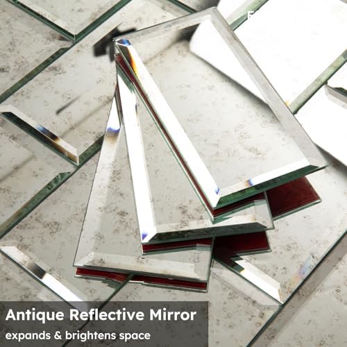 Diflart Peel and Stick Antique Mirror Backsplash Tiles 3x6 Inch, 5 Sq.ft - Image 6