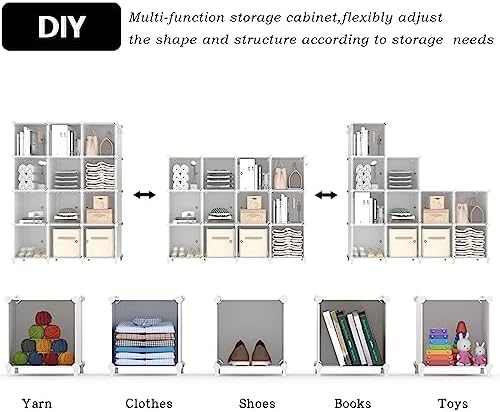 AWTATOS 12 Cube Storage Organizer, Closet Storage Shelves with Doors, White - Image 6