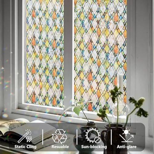 Window Privacy Film Stained Glass 35.4" x 157.4" Rainbow - Image 6