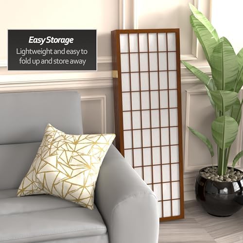 4 ft. Short Window Pane Shoji Screen - Walnut - 6 Panels - Image 6