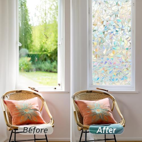 Stained Window Privacy Film,Rainbow Glass Cling,35.4" x 78.7" - Image 6