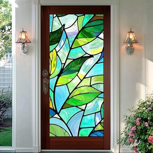 BlissYard Green Leaf Privacy Window Film 17.7x39.3 Inch PVC - Image 6