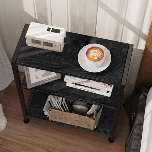 3-Tier Side Table Set of 2, Small End Table, Sofa Side Table for Narrow Spaces, Slim End Table, Nightstand Table, for Living Room Bedroom Office, Black - Image 6