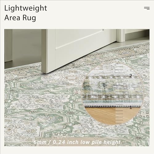Soalmost 3x5 Rugs, Small Washable Kitchen Entryway Area Rug Green/Brown - Image 7