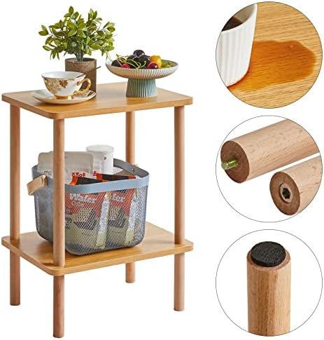 IBUYKE 2-Tier Side Table, Wood End Table, Natural UWST002N - Image 7