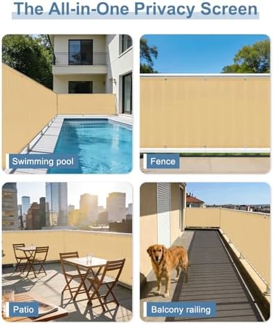 Cool Area Balcony Privacy Screen Fence UV Protection, 3.3'x19.7', Sand - Image 6