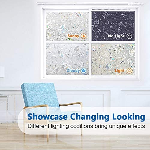 Window Privacy Film, Frosted Removable Glass Covering for Bathroom, Opaque Static Cling Heat Control Door Sticker for Home Office Living Room, Non-Adhesive Matte White (17.5" x 118") - Image 7