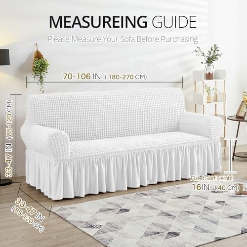 NICEEC Sofa Covers White Couch Cover Stretch Sofa Slipcovers with Skirt - Image 6