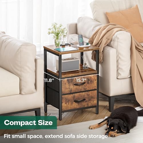 Huuger Nightstands Set of 2, End Tables with Charging Station, Side Table - Image 6