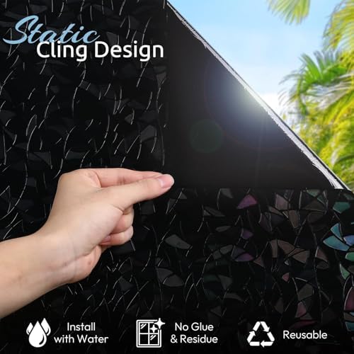 rabbitgoo Rainbow Window Privacy Film, Stained Cling, Black, 23.6" x 118.1" - Image 7