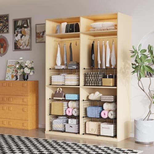 C&AHOME Wire Cube Storage,4-Cube Storage Organizer Metal, Wire Grids, Black - Image 7