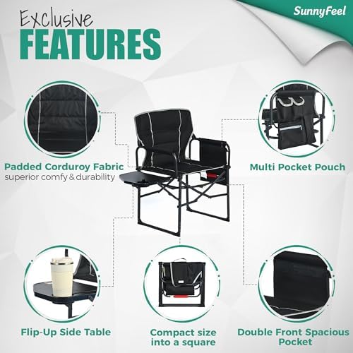 SUNNYFEEL Oversized Directors Camping Chair for Adults with Side Table - Image 6