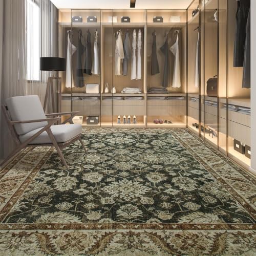 Hanples 5x7 Area Rugs for Living Room, Washable Rug Vintage Floral, Brown - Image 6