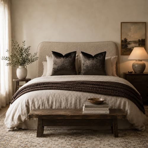 GIGIZAZA Crushed Brown Velvet Throw Pillow Covers 20x20 Pack of 2 - Image 5