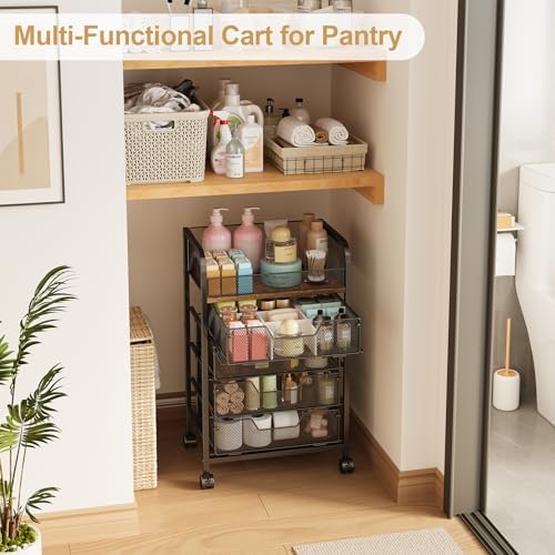 Yociyoga 5-Tier Craft Cart with Wheels-Rolling Storage Cart with Drawers,Rolling Utility Cart with DIY Divider,Art Supply Organizer Cart,Rolling Cart with Drawers,Craft Organizers and Storage,Black - Image 6