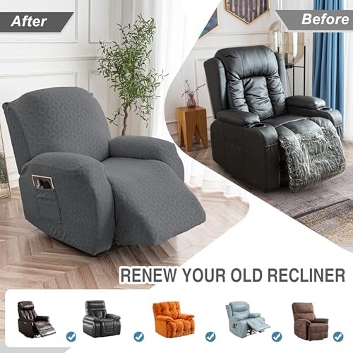 Genina Waterproof Recliner Chair Cover,1 Seat Couch Cover,Dark Gray - Image 6