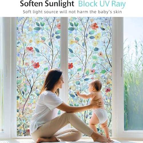 Window Privacy Film Rainbow Window Film – Decorative Static Cling Window Sticker with 3D Stained Glass Effect(23.6 x 157.4 inch) Includes 3 Installation Tools - Image 6