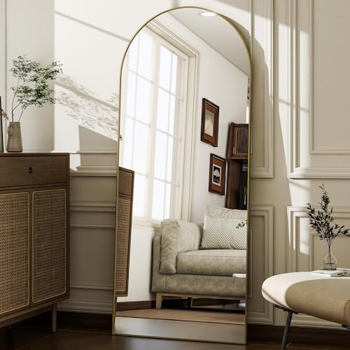 57" x 20" Arched Full Length Mirror - Wall Mounted/Floor Mirror Aluminum Alloy Frame Full Body Mirrors for Bathroom Living Room Bedroom and Entryway,Gold - Image 6