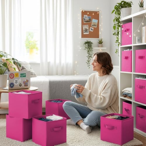 GRANNY SAYS 11 Inch Cube Storage Bin, Cube Organizer Bins, Rose Red, 6-Pack - Image 7