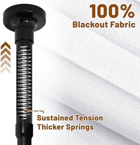 AJAZZ Privacy Curtains for Room Divider with Blackout & Soundproof (White, W100 x L84 in, 1 Panel)+ No Drill Curtain Rod(H) 43-120×(W) 35-100 in, Wall Divider for Bedroom/Studio/Office Curtain - Image 6