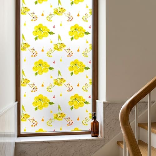 Floral Frosted Stained Glass Window Film Privacy Anti UV 35x78.7in - Image 6