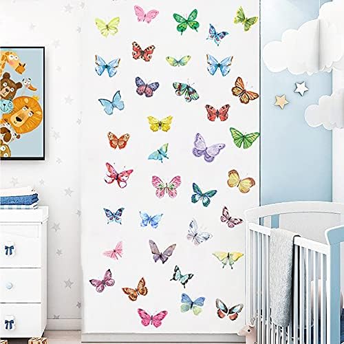 AOWDIAO Watercolor Butterfly Peel and Stick Wall Decals for Girls Bedroom Nursery Room Decor - Image 6