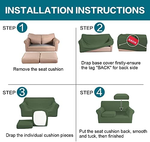 Turquoize 3 Piece Sofa Covers for 2 Cushion Couch Sofa Slipcover Soft Couch Cover for Dogs-Washable Sofa Furniture Covers with 2 Individual Cushion Covers,(Loveseat, Bronze Green) - Image 6