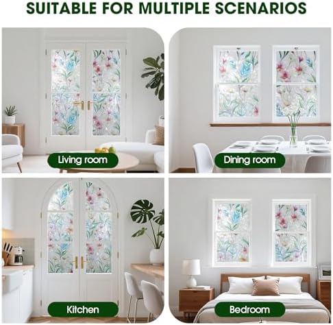 Window Privacy Film Stained Glass Window Film Decorative Static Cling Frosted Glass Cover Window Tint for Home Non-Adhesive 3D Laser UV Blocking - Image 6