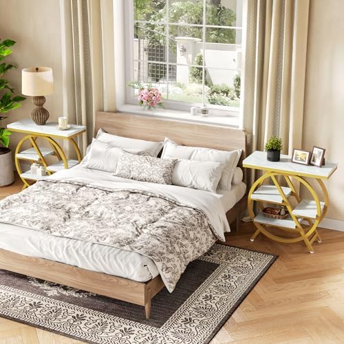Little Tree End Table, 4-Tier Narrow Faux Marble Side Table - Image 6